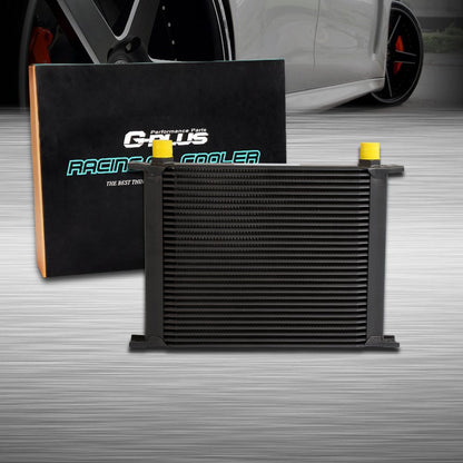G-PLUS 30 Row AN10-10AN Universal Engine Transmission Aluminum Oil Cooler Black