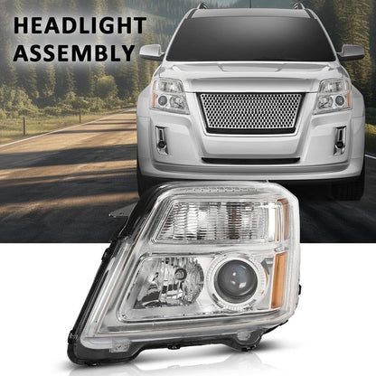 G-PLUS Projector Headlight Compatible with GMC Terrain (submodel: SLE, SLT) 2010-2015 /Fit Terrain SL 2015 Left Driver Side Clear Lens Chrome Housing Bumper Headlamps,faros delanteros