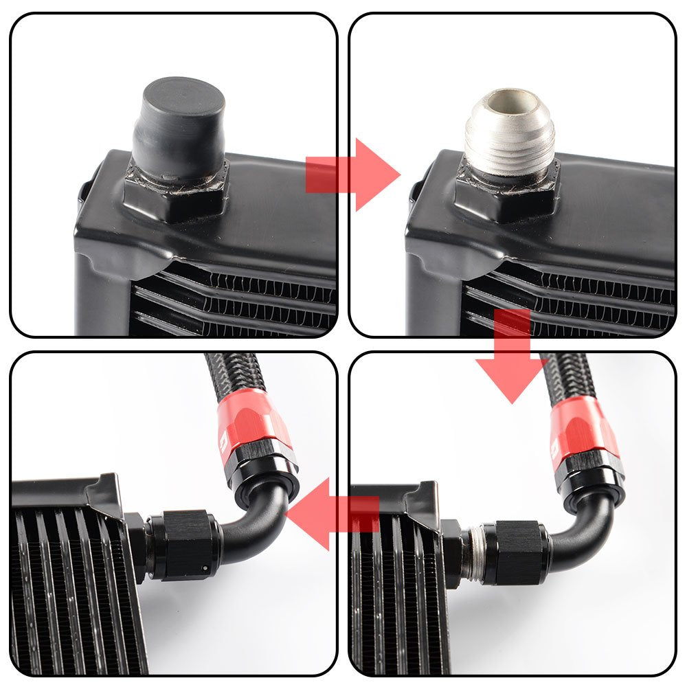 G-PLUS 25 Row Aluminum Engine Transmission Oil Cooler Kit Upgrade Compatible With BMW 3 SERIES 335I E90 E92 N54 Black