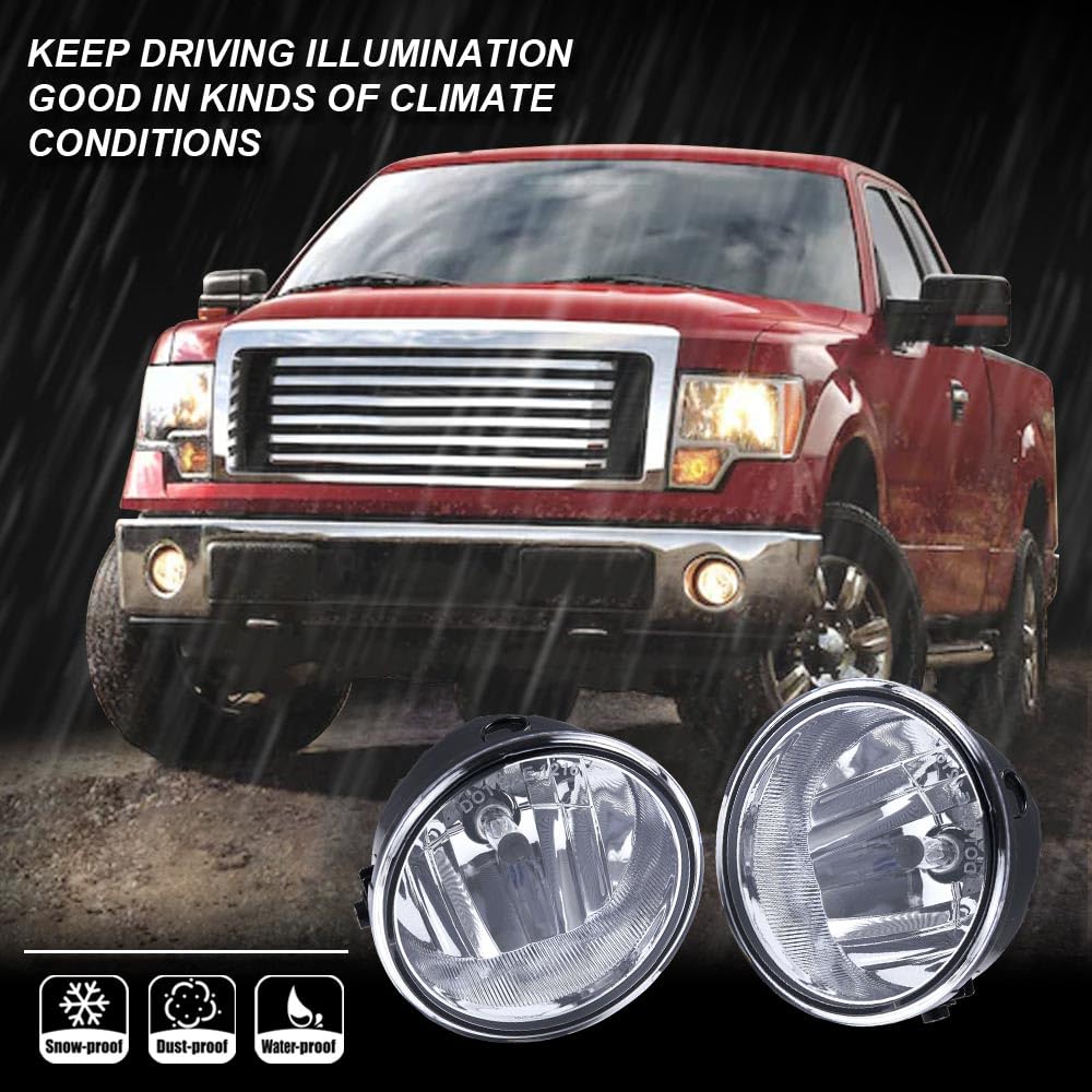 G-PLUS Front Bumper Fog Lights Lamp Compatible with Ford F150 2006-2010 / Compatible with Lincoln Mark LT Pickup Truck 2006-2008 w/Bulbs AL3Z15201A luces de neblina