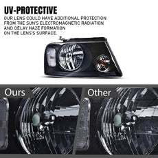 G-PLUS Headlights Assembly for Ford F150 Lincoln Mark LT 2004-2008 Smoky Black Product Image