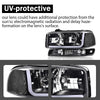 G-PLUS LED DRL Headlights Assembly, Compatible with 1999-2007 GMC Sierra 1500/2001-2007 GMC Sierra 1500 HD Bumper Headlamps, Clear Lens Black Housing Clear Reflector,faros delanteros