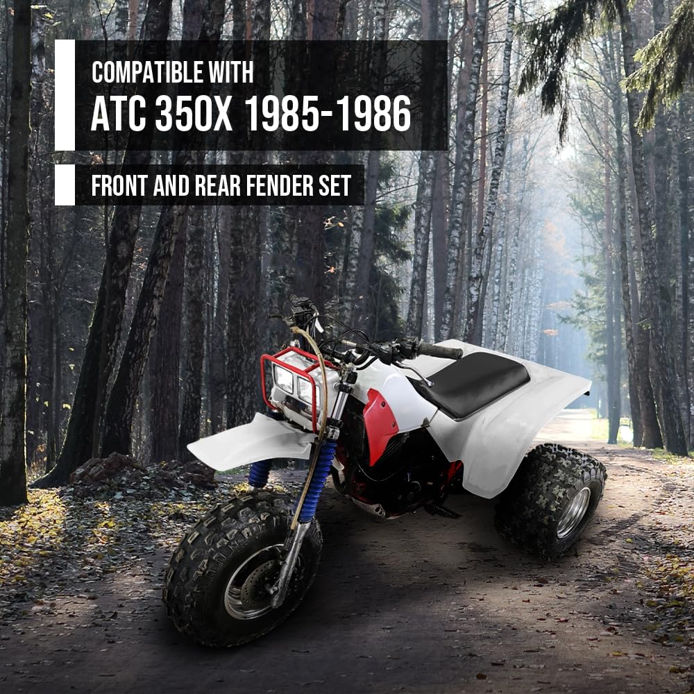 G-PLUS Front & Rear Liner Fender Complete Set Compatible with Honda ATC350X 1985-1986 White