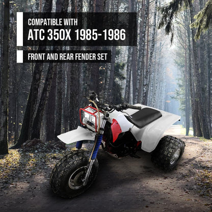 G-PLUS Front & Rear Liner Fender Complete Set Compatible with Honda ATC350X 1985-1986 White