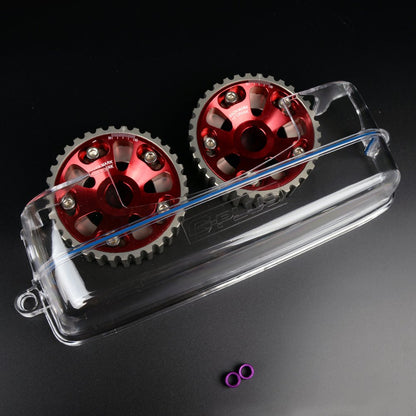 G-PLUS Clear Cam Gear Timing Belt Cover Cam Pulley Compatible With TOYOTA SUPRA JZA80 ARISTO 2JZGTE 2JZ