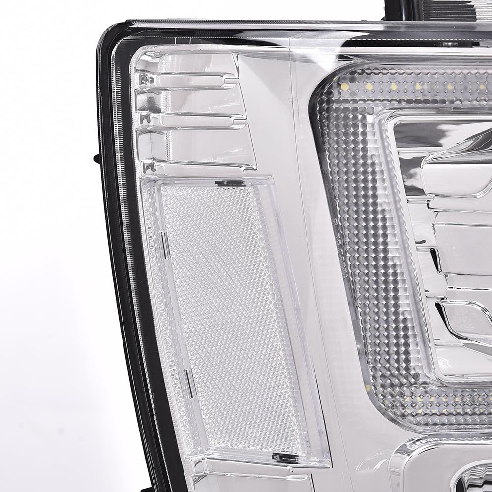 G-PLUS LED Headlights Assembly Fit Chevy Tahoe Avalanche Subarban 1500 2500 2007-2014 DRL Corner Turn Signal Headlamps Set Pair Left & Right Clear Lens Chrome Housing Clear Reflector,faros delanteros