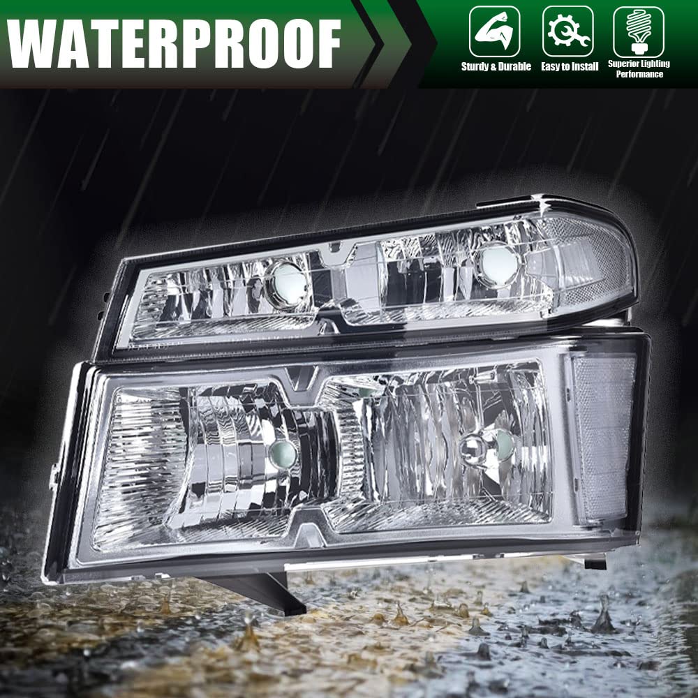 G-PLUS Headlights Assembly,Fit Chevy Colorado/GMC Canyon 2004-2012,Fit Isuzu i-280 i-350 2006/Isuzu i-290 i-370 2007-2008 Headlamps, Smoky Lens Chrome Housing Clear Reflector,faros delanteros