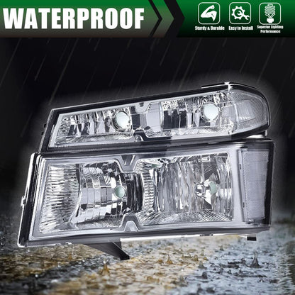 G-PLUS Headlights Assembly,Fit Chevy Colorado/GMC Canyon 2004-2012,Fit Isuzu i-280 i-350 2006/Isuzu i-290 i-370 2007-2008 Headlamps, Smoky Lens Chrome Housing Clear Reflector,faros delanteros