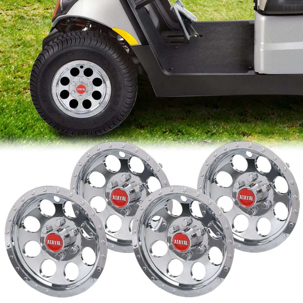 G-PLUS 10" Chrome Wheel Cover Hub Caps Compatible with EZGO Club Car and Yamaha Golf Cart Hubcaps Set of 4