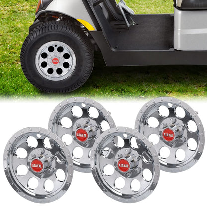 G-PLUS 10" Chrome Wheel Cover Hub Caps Compatible with EZGO Club Car and Yamaha Golf Cart Hubcaps Set of 4