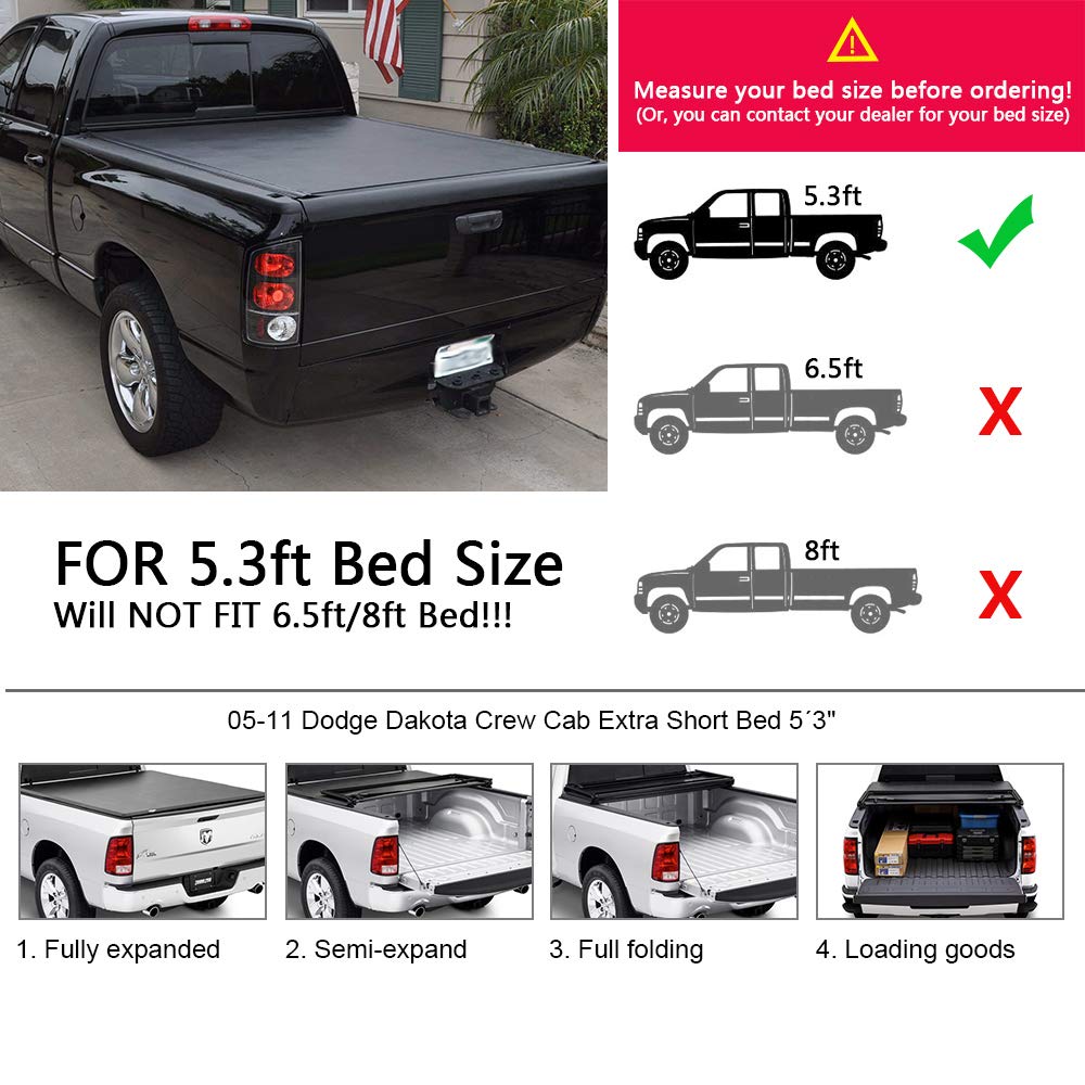 G-PLUS Cab Extra Short Bed 5´3" Compatible with 2005-2011 Dodge Dakota Crew