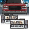 G-PLUS LED Corner Headlights w/Bulbs Fit GMC C/K1500 C/K2500 Yukon Suburban 1994-1999,Fit GMC C/K2500 C/K3500 1994-2000 Smoke Lens Chrome Housing Amber Reflector Bumper Headlamps,faros Assembly