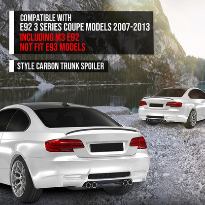 G-PLUS Rear Trunk Spoiler Wing Compatible with BMW E92 3 Series Coupe Models 2007 2008 2009 2010 2012 2013(Including M3 E92), Not Fit E93 Models Rear Trunk Spoiler Carbon Fiber Black
