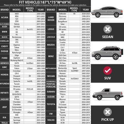 Heavy-Duty SUV Car Cover Waterproof All Weather for Universal SUV, Outdoor Rain Sun Snow UV Protection, Indoor Dust and Scratch Resistant YL (187 * 75 * 69 inch)