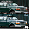 G-PLUS Headlights w/Corner Signal Bumper Lamps 6pc Compatible with 1992-1996 Bronco 1992-1996 F150 F2TZ13008A, F2TZ13008B