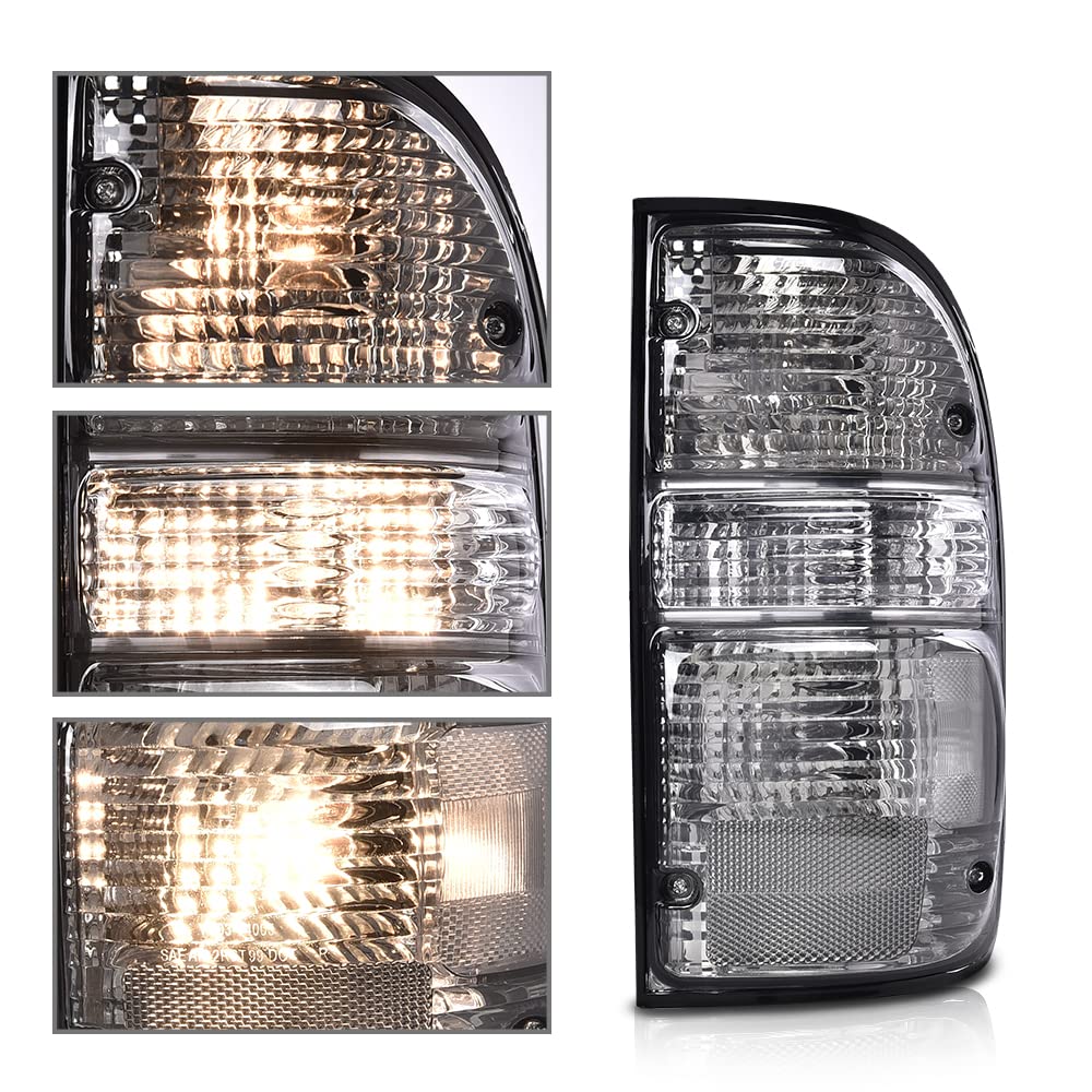 G-PLUS Tail Lights Assembly Rear Lamps Fit For Toyota Tacoma 2001 2002 2003 2004,81560-04060 81550-04060 Chrome Housing Smoke Lens Driver & Passenger Side Luces Traseras, Faros Traseros