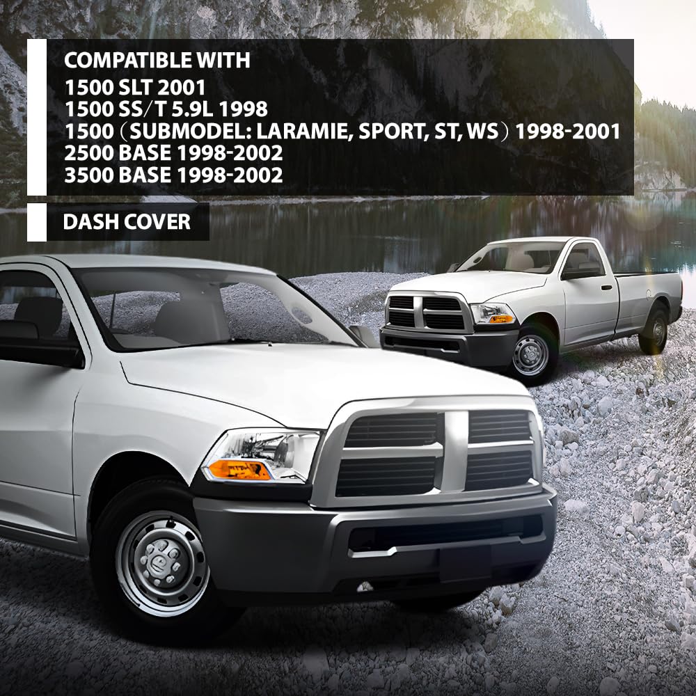 G-PLUS TPE Dash Cover Dashboard Panel Compatible with Ram 1500 SLT 2001, Fit Ram 1500 SS/T 5.9L 1998, Fit Dodge Ram 1500/2500/3500 1998 1999 2000 2001 2002 Beige