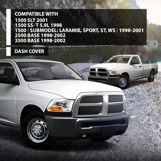 G-PLUS TPE Dash Cover Dashboard Panel Compatible with Dodge Ram 1500 SS/T 5.9L 1998, Fit Dodge Ram 1500 SLT 2001, Fit Dodge Ram 1500/2500/3500 1998-2002 Beige