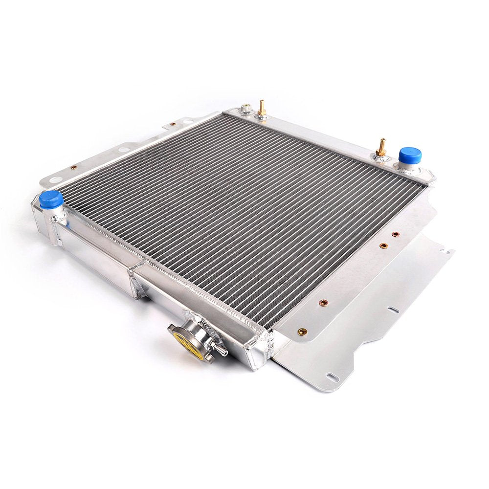 G-PLUS 2 Row Core Full Aluminum Racing Performance Radiator Replacement For 1987-2006 Jeep Wrangler YJ TJ 2.4L-4.2L 2.5L 4.0L L4 L6 Silver
