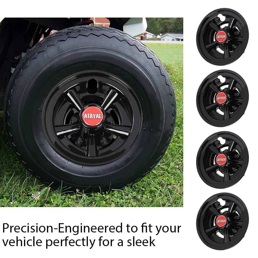 G-PLUS Golf Cart Wheel Covers Hub Caps 8" Black Compatible with EZGO, Club Car & Yamaha