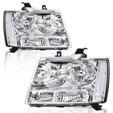 G-PLUS Headlights Assembly for Chevy Tahoe Suburban Avalanche 2007-2014 Pair Clear Chrome Clear