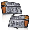 G-PLUS Headlights Assembly,Fit Chevy Colorado/GMC Canyon 2004-2012,Fit Isuzu i-280 i-350 2006/Isuzu i-290 i-370 2007-2008 Headlamps, Smoky Lens Chrome Housing Amber Reflector,faros delanteros