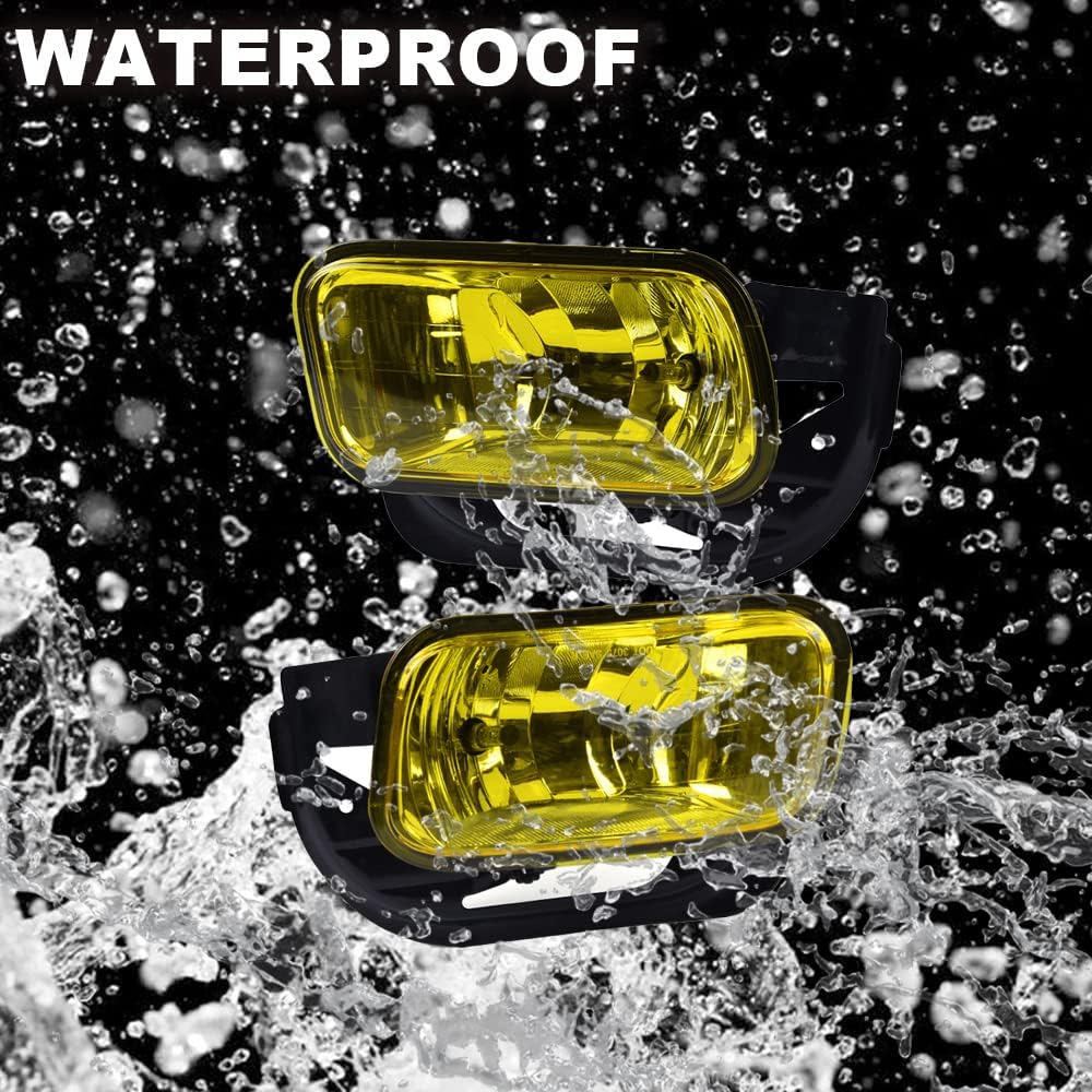 G-PLUS Front Bumper Fog Lights Assembly Compatible With Dodge RAM 1500 2009 2010 2011 2012 Yellow Lens Driving Fog Lamps w/Bracket + H10 12V 42W Halogen Bulbs