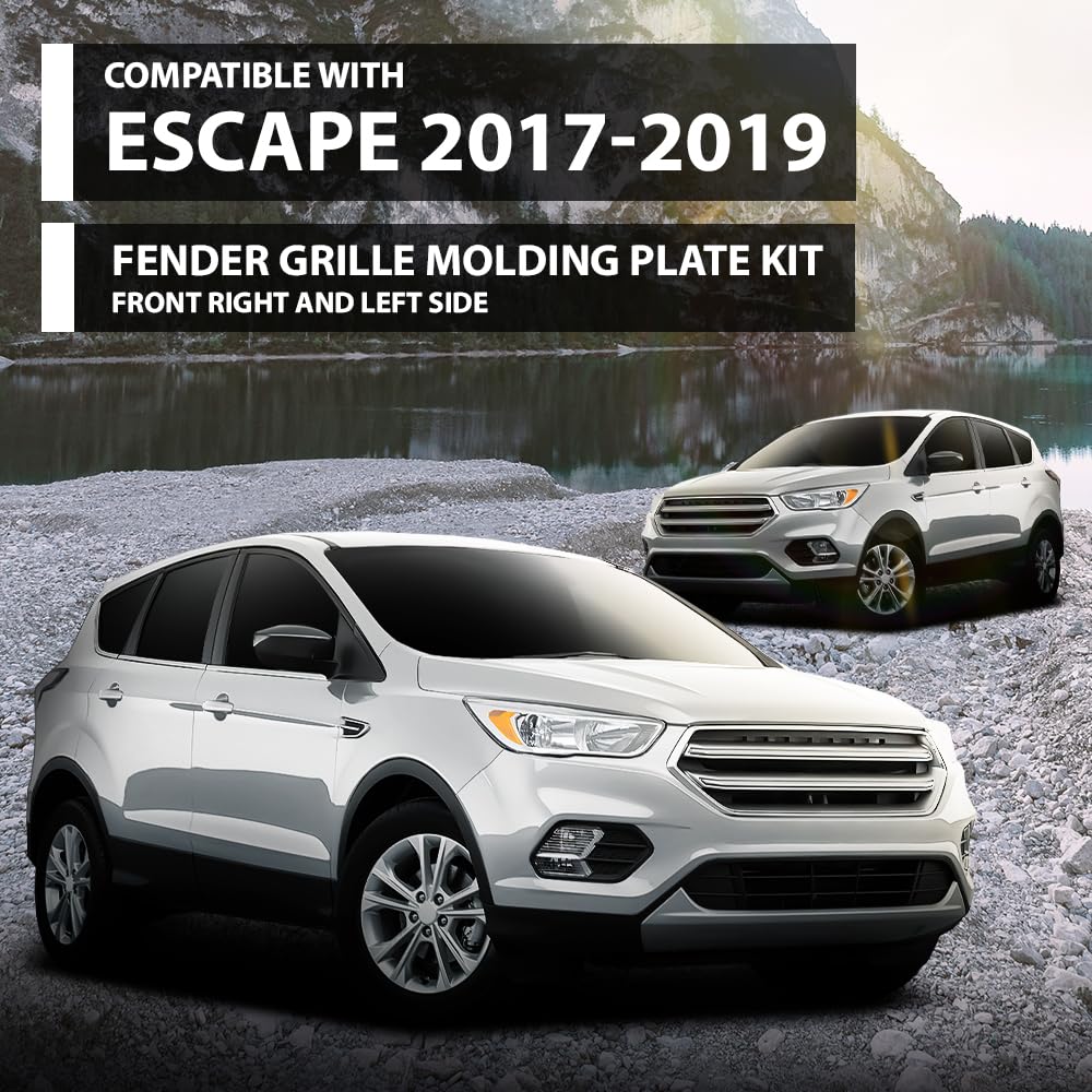 G-PLUS Pair Front Fender Ornament Fender Vent Insert Grille Molding Plate Kit, Compatible with Ford Escape SEL S SE Titanium Sport Utility 4-Door 2017-2019, LH & RH 2PCS, GJ5Z16228AB, GJ5416C217ACW