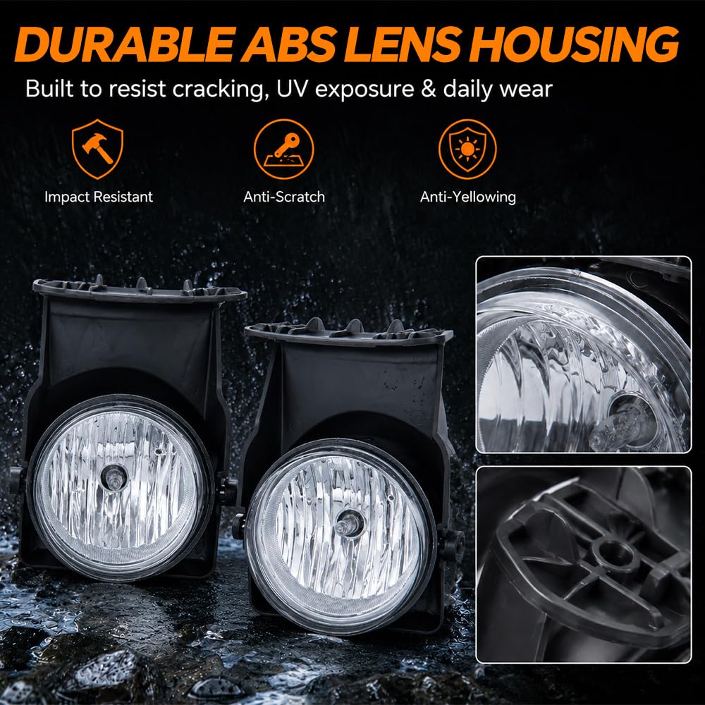 G-PLUS Bumper Fog Lights Compatible With 2003-2006 GMC Sierra 1500 2500 3500 Pickup Clear Driving Fog Lamps W/o Wiring Kit Left+Right Side