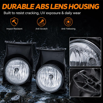 G-PLUS Bumper Fog Lights Compatible With 2003-2006 GMC Sierra 1500 2500 3500 Pickup Clear Driving Fog Lamps W/o Wiring Kit Left+Right Side