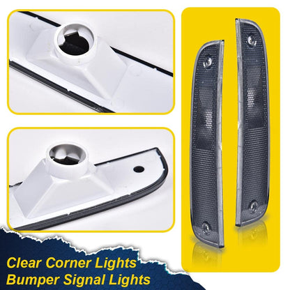 G-PLUS Corner Lights & Bumper Signal Lights Compatible with 1997-2001 Jeep Cherokee XJ,4 Pieces (Smoky lens Chrome Housing Amber Reflector)