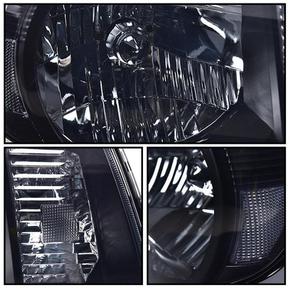G-PLUS Headlights Assembly Compatible with Toyota Tacoma 2005-2011 Headlamps Pair Halogen Smoky Lens Black Housing Clear Reflector,faros delanteros
