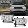 G-PLUS LED DRL Headlights Compatible with Toyota Tundra 2007-2013,Fit 2008-2017 Toyota Sequoia Headlamps Assembly Left & Right Clear Lens Chrome Housing Amber Reflector,faros delanteros