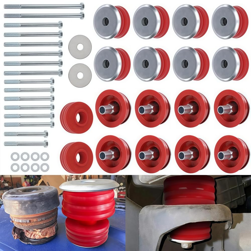 G-PLUS Body Mount Bushing Kit Compatible with Ford F250 F350 Super Duty 2WD and 4WD 2008-2016 Body Cab Mounts & Steel Sleeves & Hardware KF04060BK Red