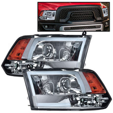 G-PLUS LED DRL Headlights for Dodge Ram 1500 2500 3500 2009-2012 Smoky Lens Chrome Housing