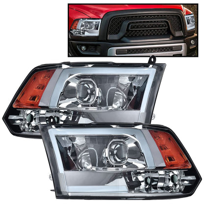 G-PLUS LED DRL Headlights Fit Dodge Ram 1500 2500 3500 2009-2012(New Body), Not Fit One Hole, Smoky Lens Chrome Housing Amber Reflector, Headlamps,faros delanteros Assembly