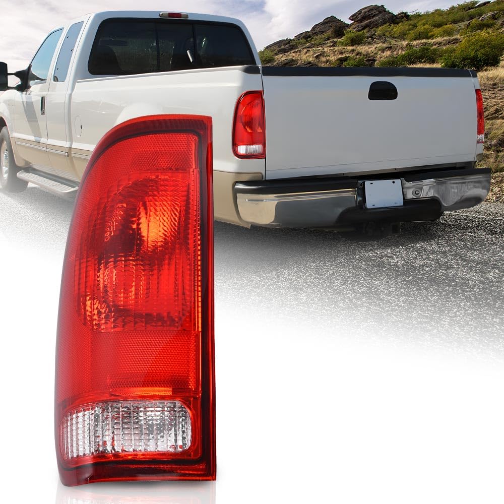 G-PLUS Red Tail Light w/o Bulbs & Wire Harness Driver Side Fit Ford F150 Stepside 1997-2004/Fit Ford F250 1997-1999/Fit F250 F350 F450 F550 Super Duty 1999-2007 FO2801117, FO2800117 Red