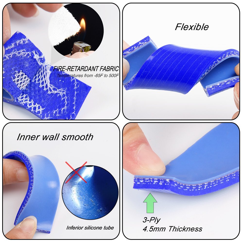 G-PLUS Silicone Radiator Hose Kit Clamps Compatible with Mitsubishi Eclipse 1995-1999 Blue Front View