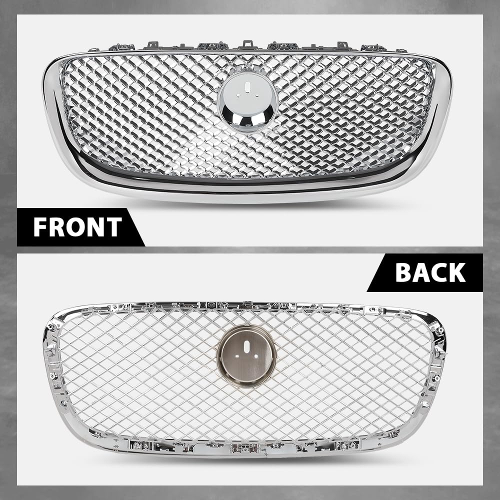 G-PLUS Upper Front Center Grill Grille Compatible with Jaguar XF XFR 2012-2015 Silver