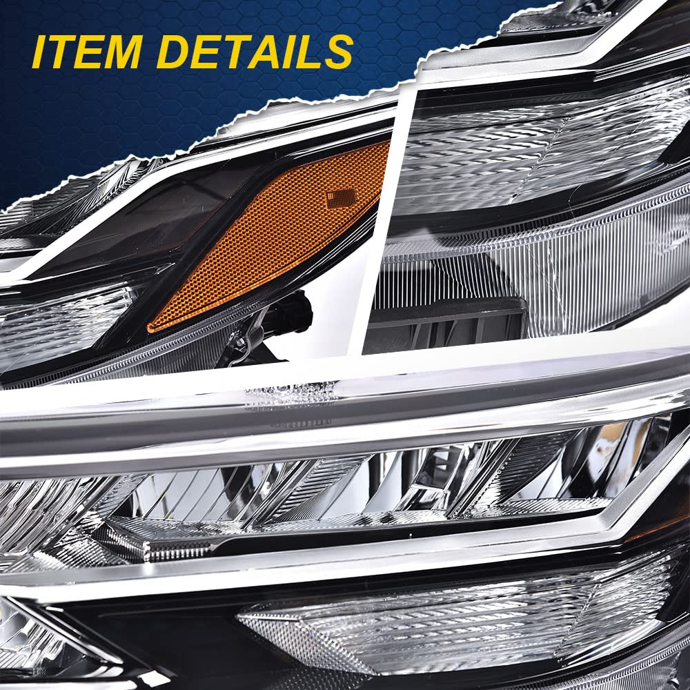 G-PLUS Headlights Assembly, Compatible with 2020-2021 Nissan Sentra Left Bumper Headlamp, Clear Lens Black Housing Amber ReflectorBumper Headlamps