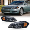 G-PLUS Headlights Assembly Fit Chevy Monte Carlo 2006 2007/Chevy Impala 2006-2013/Chevy Impala Limited 2014 2015 2016 Headlamps W/o Bulbs Smoky Lens Chrome Housing Amber Reflector,faros delanteros