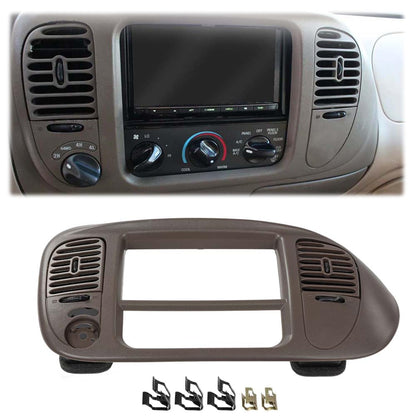 G-PLUS 1Set Center Dash Radio Surround Bezel Trim Panel Compatible with 2000-2003 Ford F150/2000-2002 Ford Expedition Brown Dashboard Cover