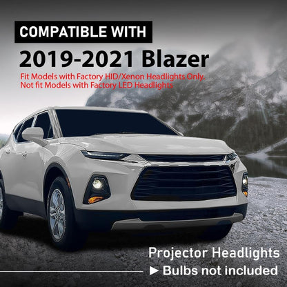 G-PLUS HID/Xenon Projector Headlights Left+Right Without Ballast & D3S Bulb Compatible with Chevy Blazer 2019-2021 Fit Models with Factory HID/Xenon Clear Lens Chrome Housing Only GM2502492, GM2503492