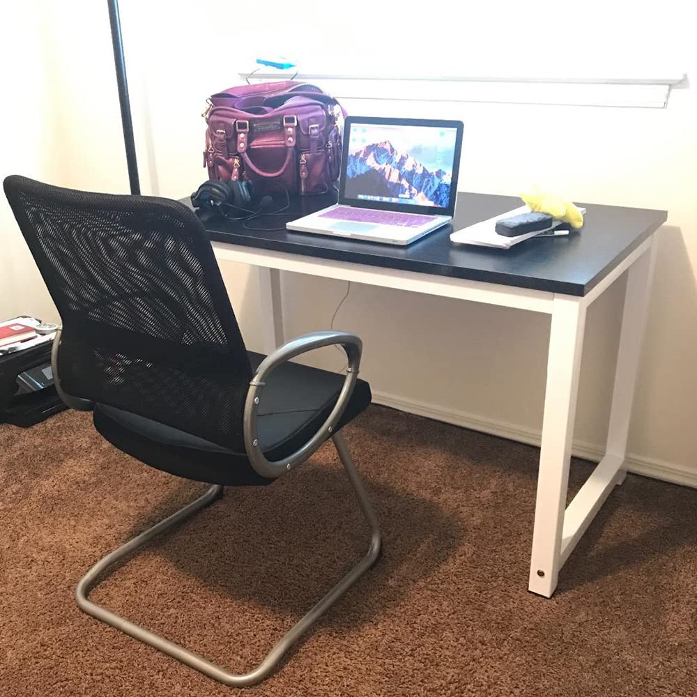 G-PLUS Computer Desk Wood Office Table, Modern PC Laptop Notebook Study Writing Table for Home Office Workstation (55.1'', Black Color)