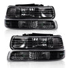 G-PLUS Headlights Assembly, Compatible with 1999-2002 Chevy Silverado/ 2000-2006 Suburban Tahoe Bumper Headlamps, Clear Lens Black Housing Clear Reflector,faros delanteros