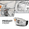 G-PLUS LED Headlights Assembly Front Headlamps Left Right Compatible with Dodge Ram 1500 2006-2008,Fit Dodge Ram 2500 3500 2006-2009 Clear Lens Chrome Housing Amber Reflector,faros delanteros