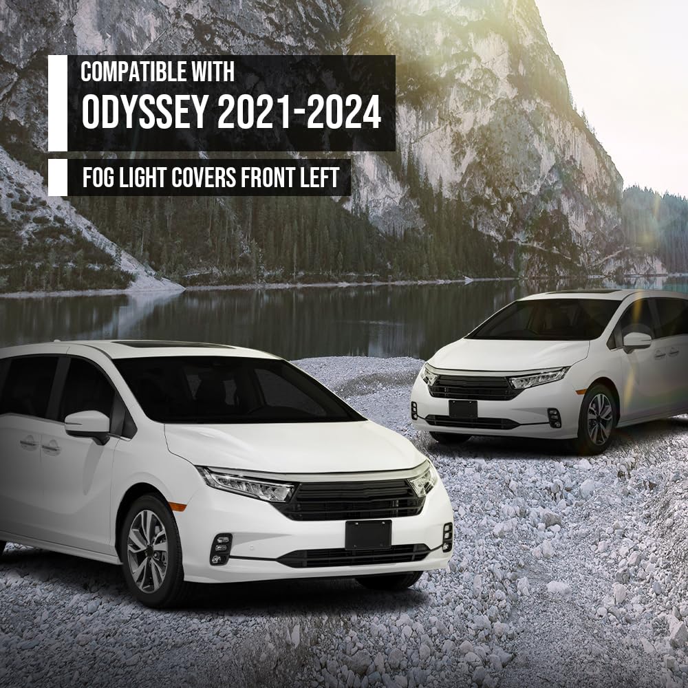 G-PLUS Fog Light Covers Front Driver Left Side Compatible with Honda Odyssey (submodel: Elite, Touring) 2021 2022 2023 2024 71107THRA60, HO1038162 Black