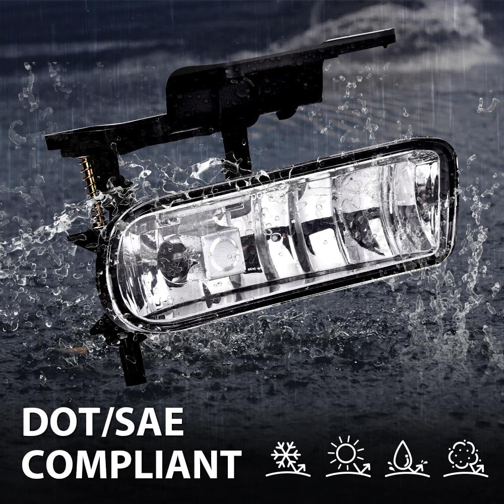 G-PLUS Front Headlights Assembly Lamp Set + Bumper Fog Lights Fit Chevy 2003-2006 Avalanche/ 2003-2007 Silverado 1500HD/ 2003-2006 Silverado 2500HD 15190982Bumper Headlamps,faros delanteros