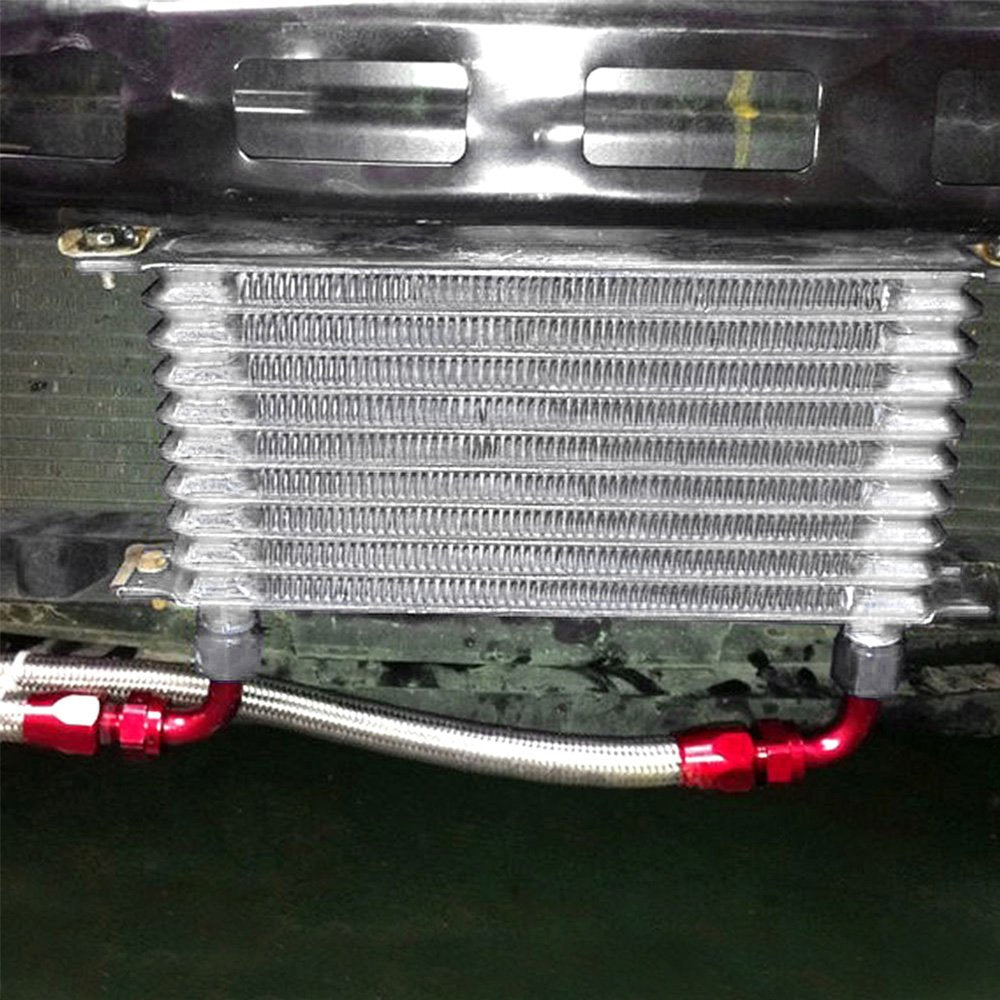 G-PLUS AN10-10AN Universal Engine Aluminum Transmission Racing Oil Cooler (Black, 15 Row Japanese-Style)