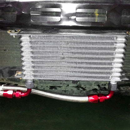 G-PLUS AN10-10AN Universal Engine Aluminum Transmission Racing Oil Cooler (Black, 15 Row Japanese-Style)